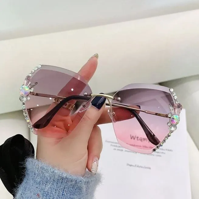 2022 Woman Rimless Diamond Sunglasses