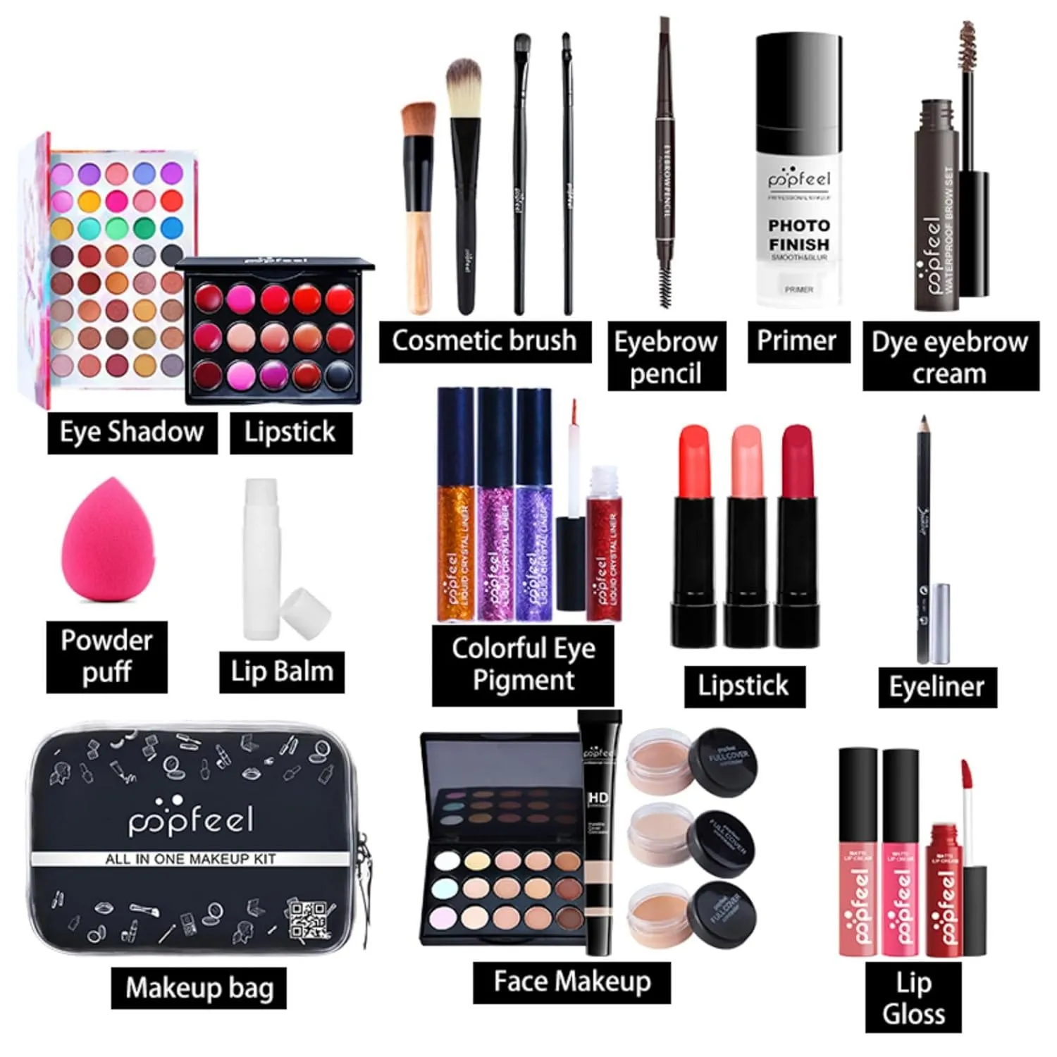 All-in-One Holiday Gift Makeup Set Cosmetic Essential Starter Bundle Include Eyeshadow Palette Lipstick Concealer Blush Mascara Foundation Face Powder - Makeup Kit for Women Full Kit