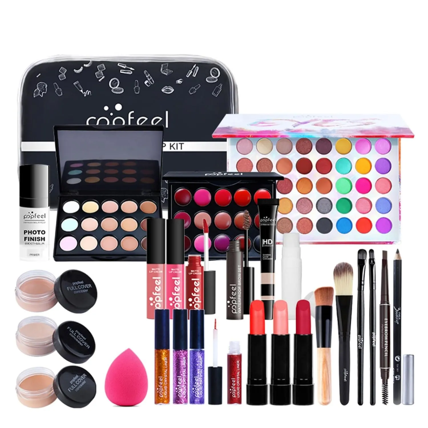 All-in-One Holiday Gift Makeup Set Cosmetic Essential Starter Bundle Include Eyeshadow Palette Lipstick Concealer Blush Mascara Foundation Face Powder - Makeup Kit for Women Full Kit