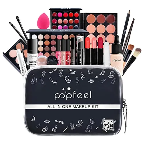 All-in-One Holiday Gift Makeup Set Cosmetic Essential Starter Bundle Include Eyeshadow Palette Lipstick Concealer Blush Mascara Foundation Face Powder - Makeup Kit for Women Full Kit