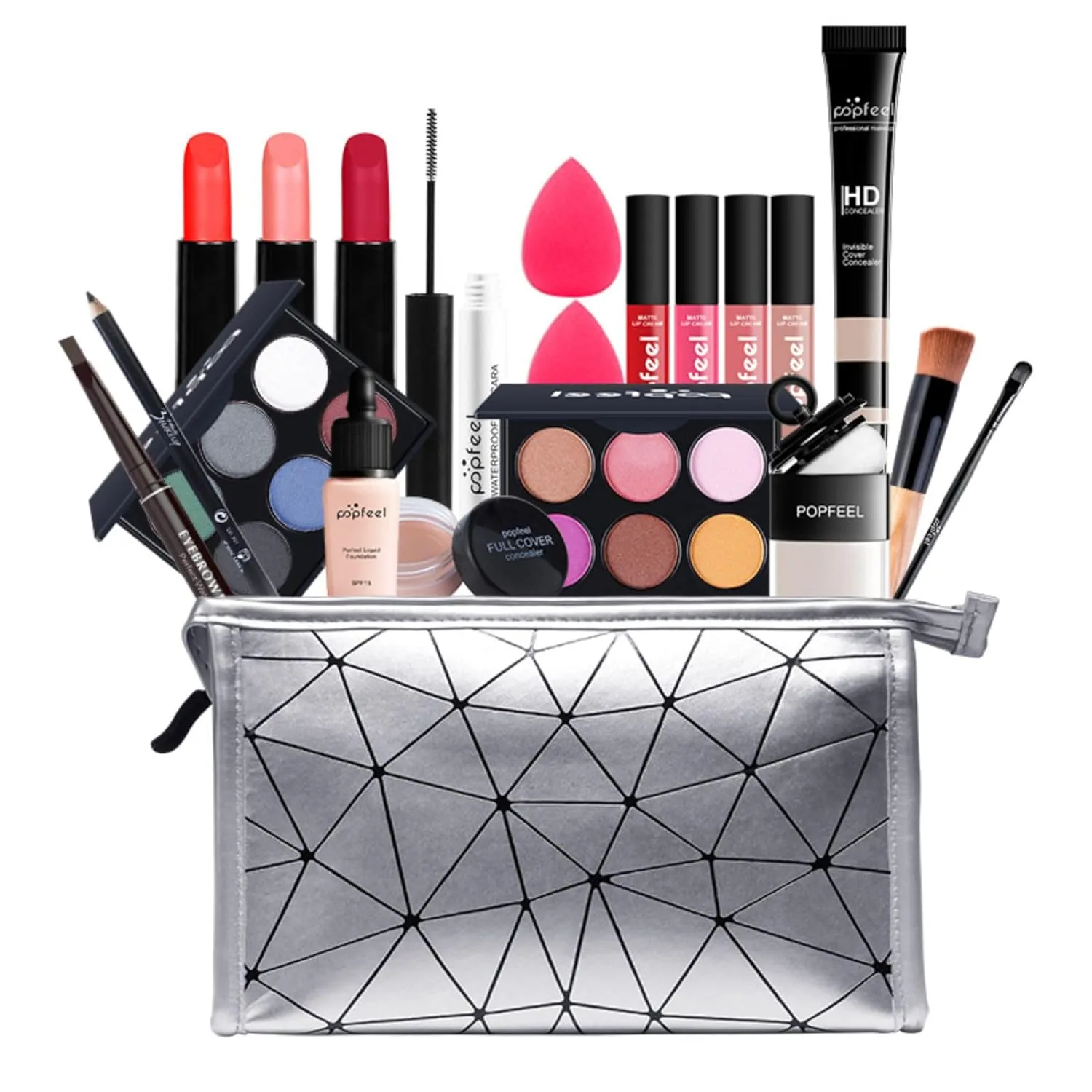All-in-One Holiday Gift Makeup Set Cosmetic Essential Starter Bundle Include Eyeshadow Palette Lipstick Concealer Blush Mascara Foundation Face Powder - Makeup Kit for Women Full Kit