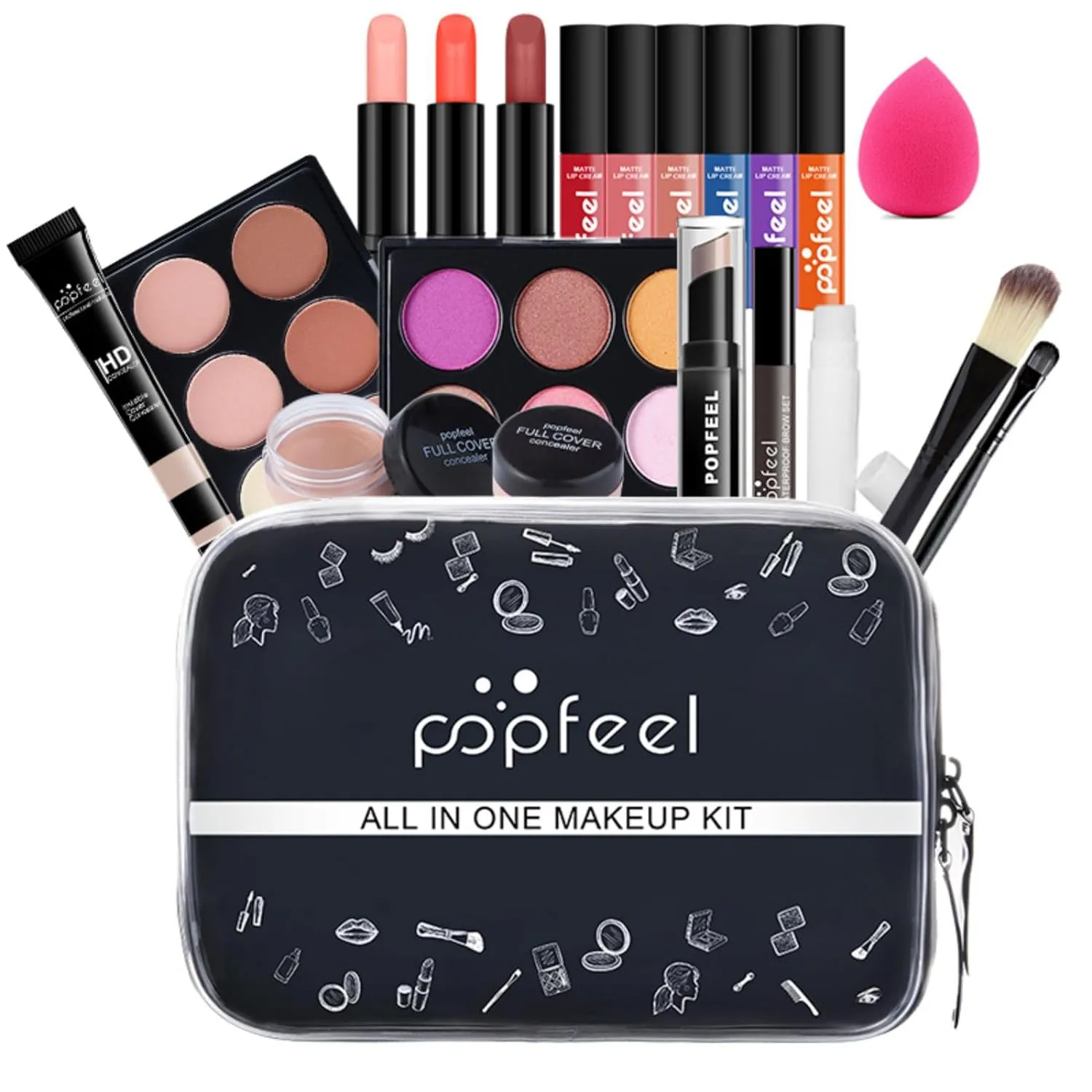 All-in-One Holiday Gift Makeup Set Cosmetic Essential Starter Bundle Include Eyeshadow Palette Lipstick Concealer Blush Mascara Foundation Face Powder - Makeup Kit for Women Full Kit