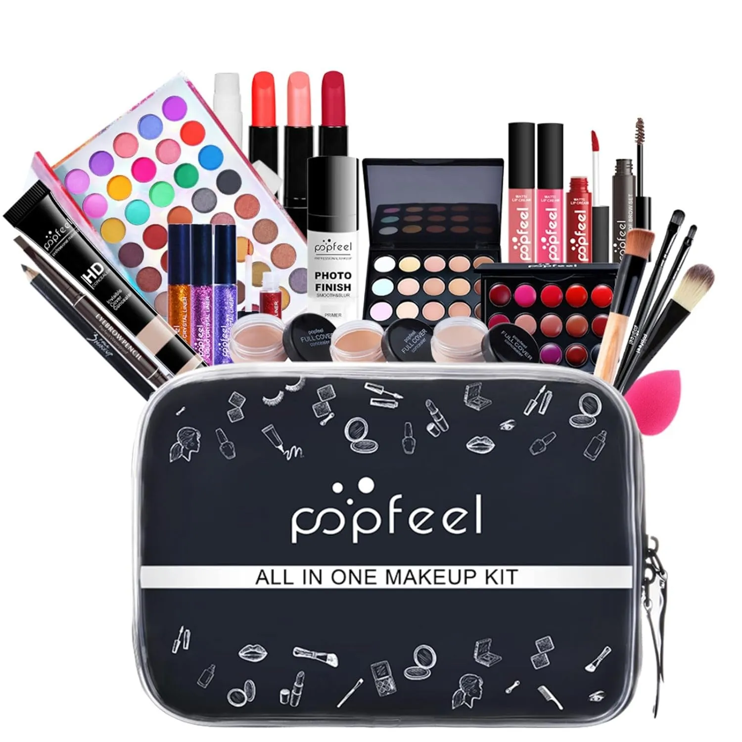 All-in-One Holiday Gift Makeup Set Cosmetic Essential Starter Bundle Include Eyeshadow Palette Lipstick Concealer Blush Mascara Foundation Face Powder - Makeup Kit for Women Full Kit
