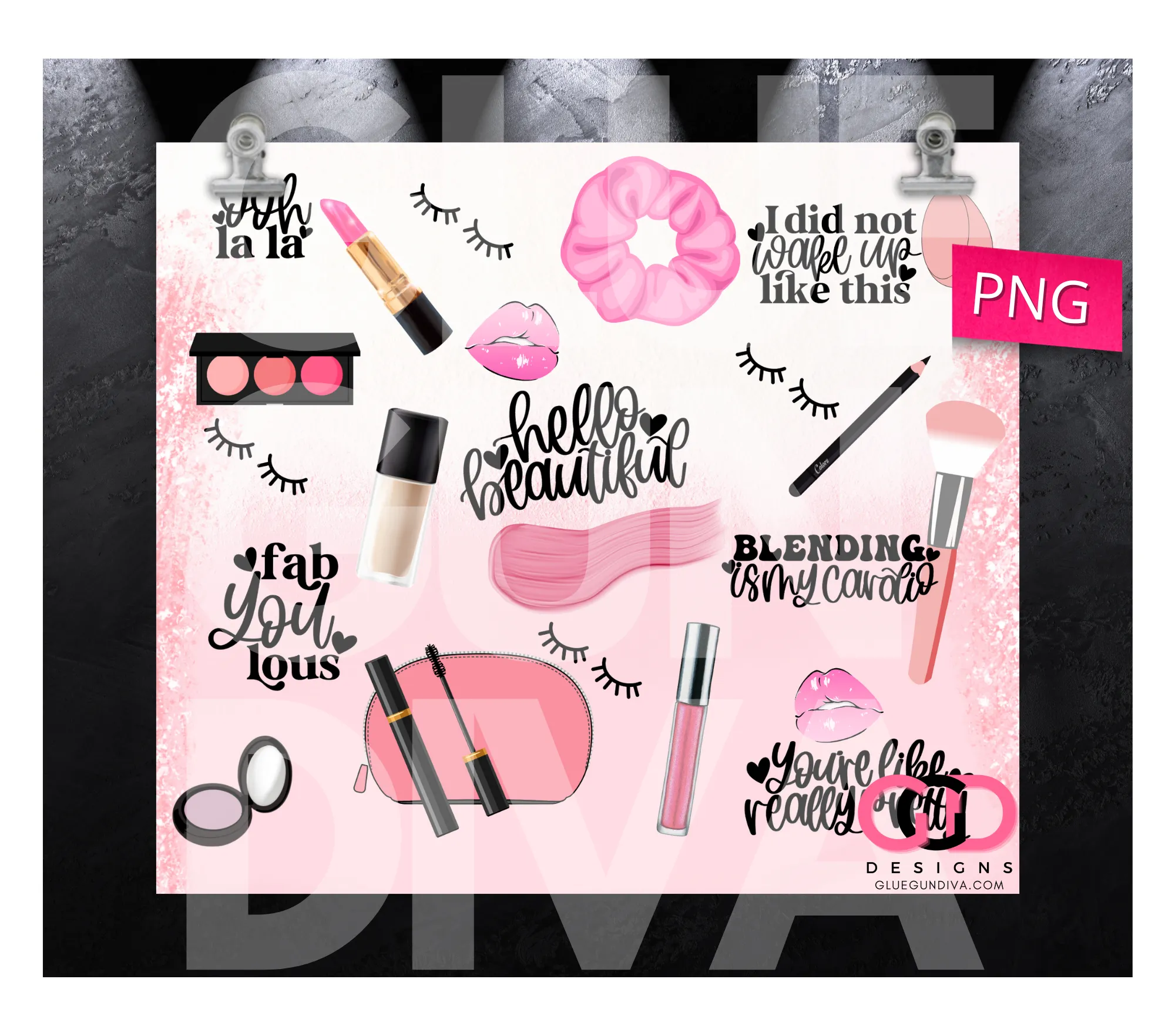 Beauty Makeup Phrases -  Digital tumbler wrap for 20 oz skinny straight tumbler