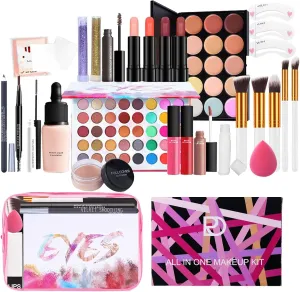 Beginner Makeup Kit - /Set Travel Make-Up Palette | Multipurpose Cosmetic Set Makeup Kits Travel Professional Makeup Kit for Teenagers & Adults