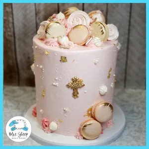 Blush Buttercream Textures Christening Cake