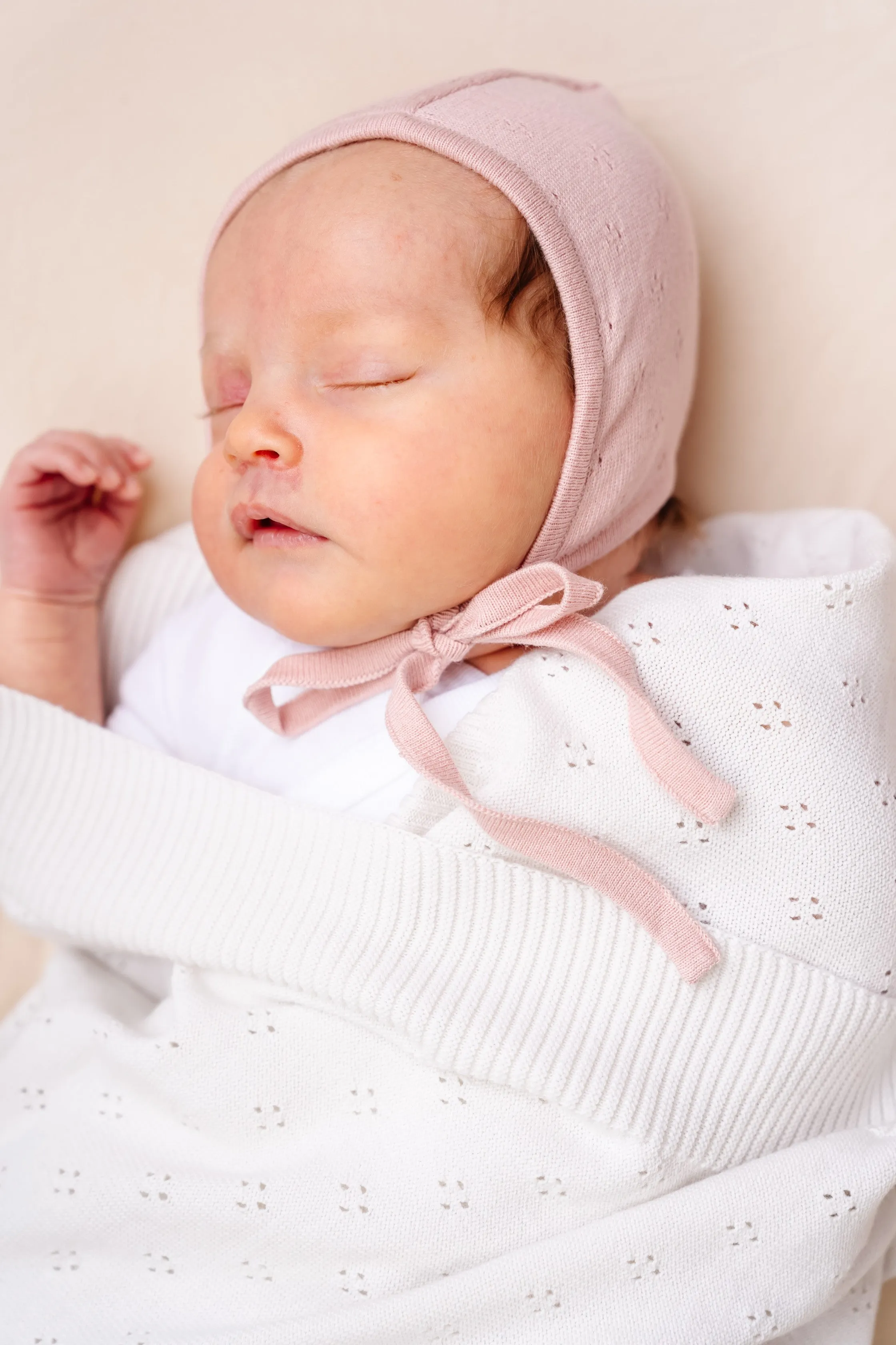 bonnet pointelle knit - blush