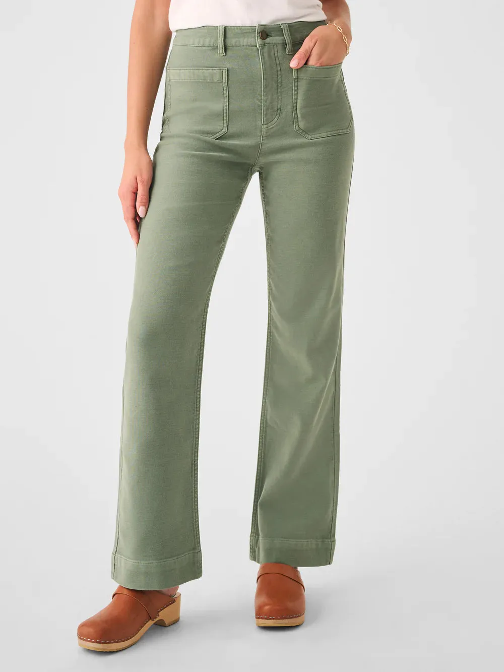 Faherty Stretch Terry Wide Leg Pant - Sea Spray
