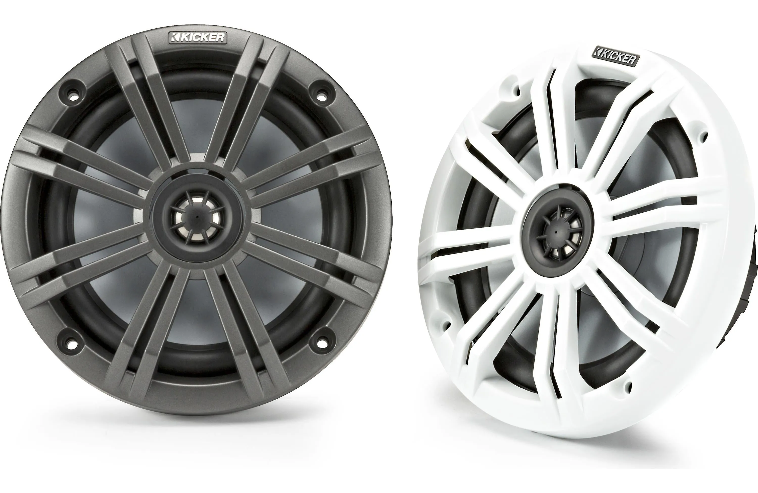 Kicker 45KM654 6-1/2" Marine Speakers With Charcoal And White Grilles (Pair)