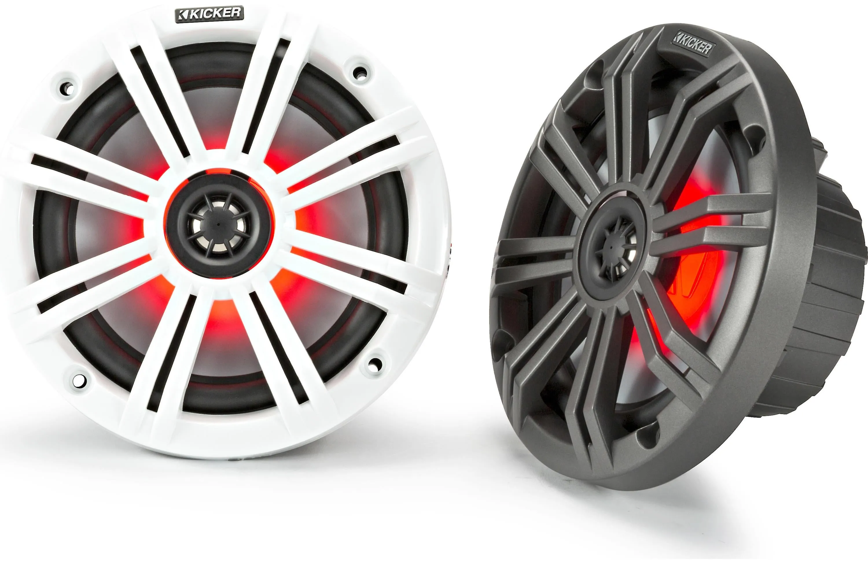 Kicker 45KM654L 6-1/2" 2-Way Marine Speakers With LED Lighting