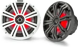 Kicker 45KM84L 8" Full-Range Marine Speakers With LED Lighting (Pair)