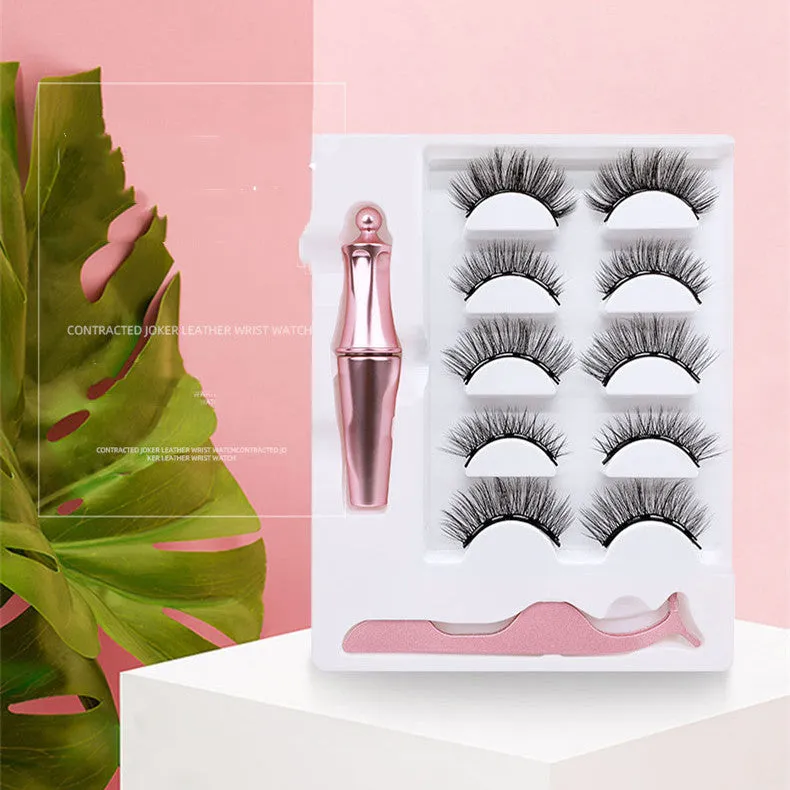 Magnet False Eyelashes Natural Thick Liquid Eyeliner Set