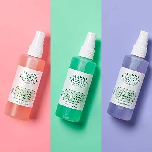 Mario Badescu Spritz Mist and Glow Facial Spray Trio Collection with Cucumber, Rose Water Lavender, Multi-Purpose Cooling Hydrating Face for All Skin Types, 4 Fl Oz (Pack of 3)