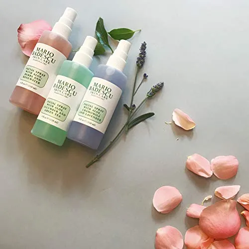 Mario Badescu Spritz Mist and Glow Facial Spray Trio Collection with Cucumber, Rose Water Lavender, Multi-Purpose Cooling Hydrating Face for All Skin Types, 4 Fl Oz (Pack of 3)