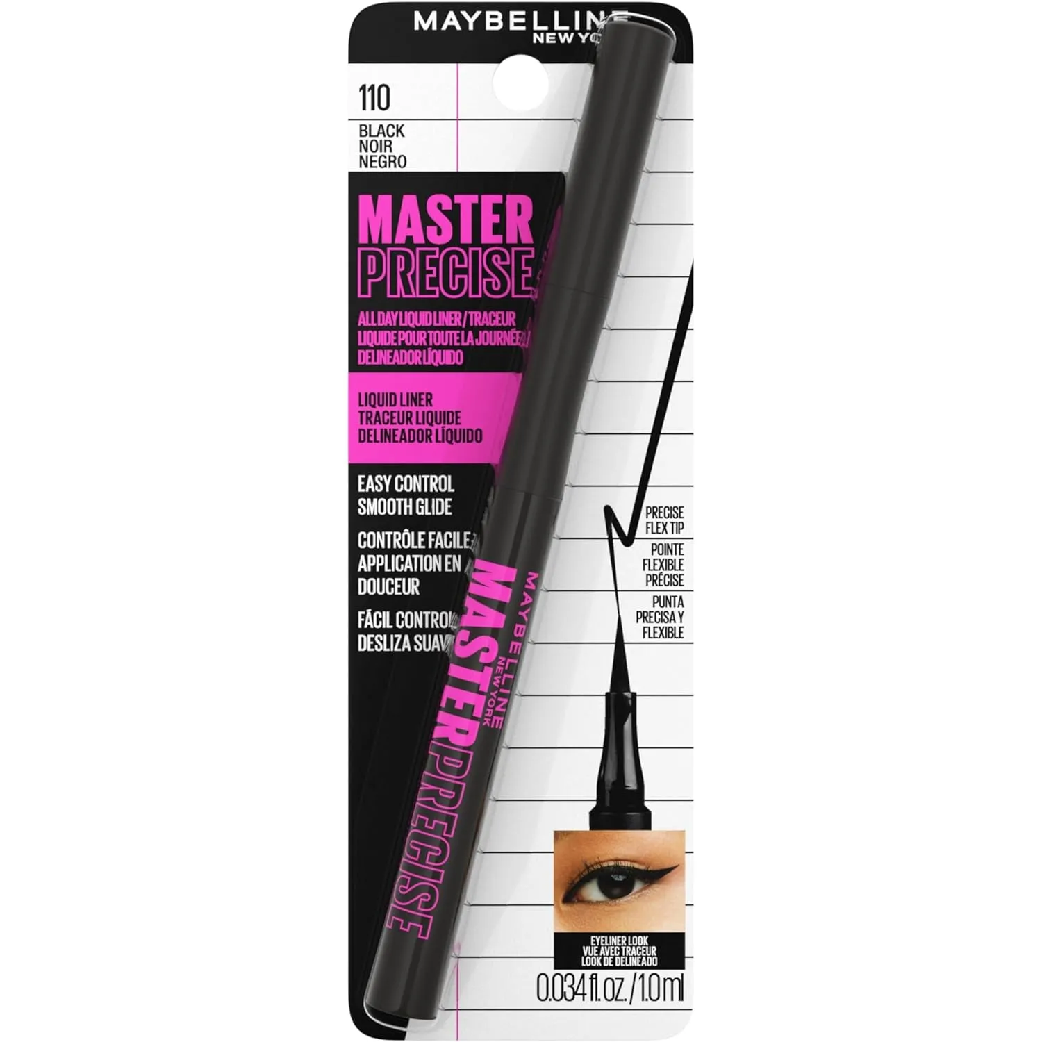 Maybelline Eyestudio Master Precise Waterproof Liquid Eyeliner - Smudge-Proof Black, 1 Count