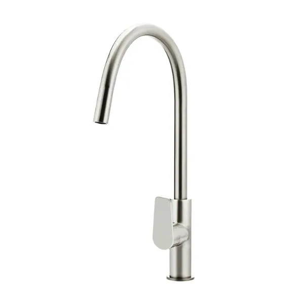 Meir Paddle Round Pull Out Kitchen Sink Mixer Tap Brushed Nickel