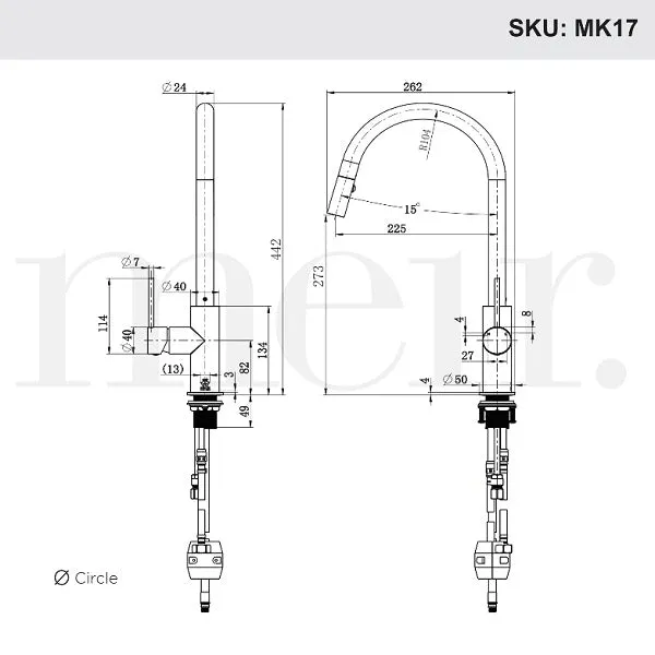 Meir Paddle Round Pull Out Kitchen Sink Mixer Tap Chrome
