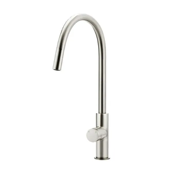 Meir Pinless Round Pull Out Kitchen Sink Mixer Tap Brushed Nickel