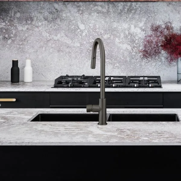 Meir Pinless Round Pull Out Kitchen Sink Mixer Tap Shadow