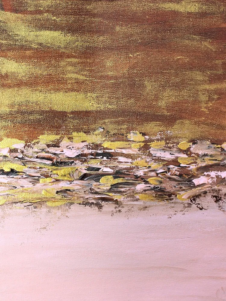 Pink, brown & gold extra large color field paintings made to order in a custom size