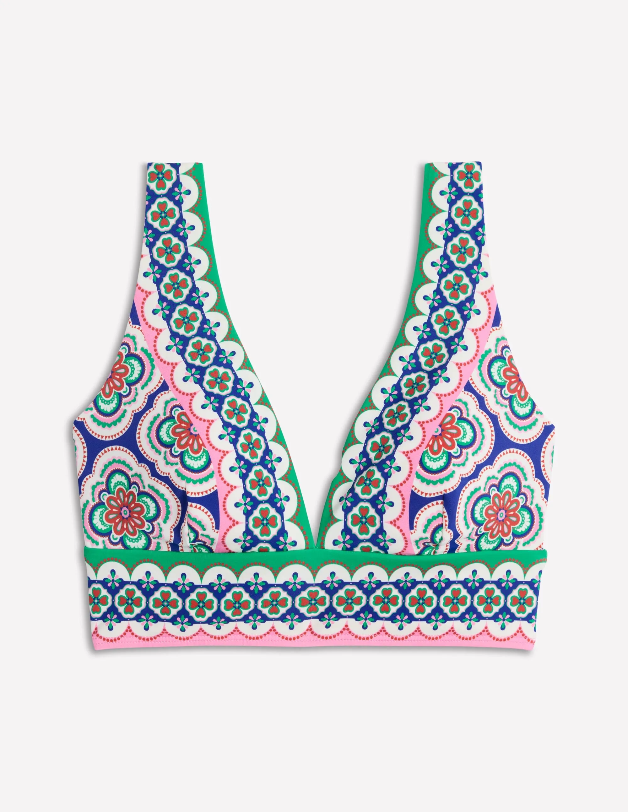 Porto Bikini Top-Bright Blue, Botanic Blush