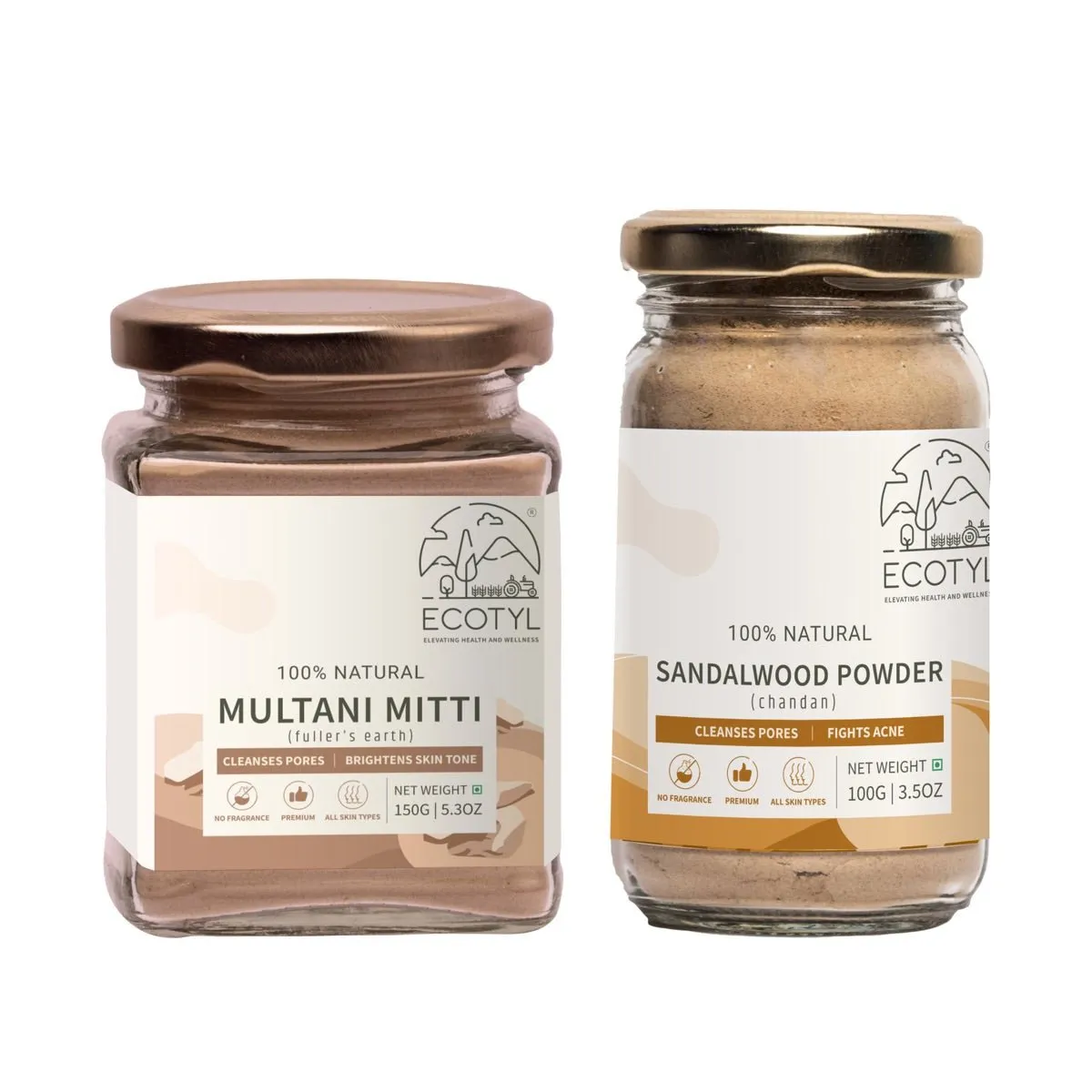 Sandalwood Powder 100g and Multani Mitti 150g- Face Pack Combo