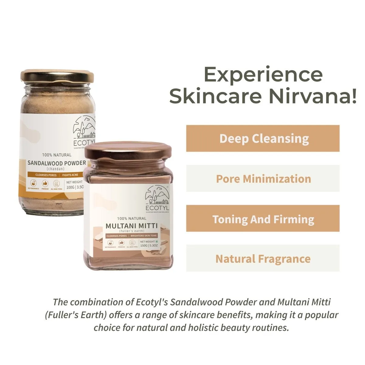 Sandalwood Powder 100g and Multani Mitti 150g- Face Pack Combo