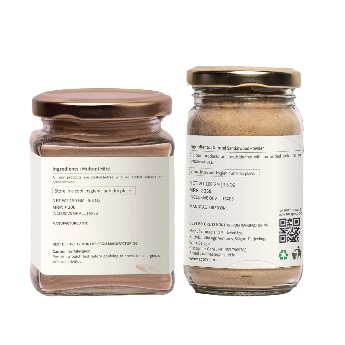 Sandalwood Powder 100g and Multani Mitti 150g- Face Pack Combo