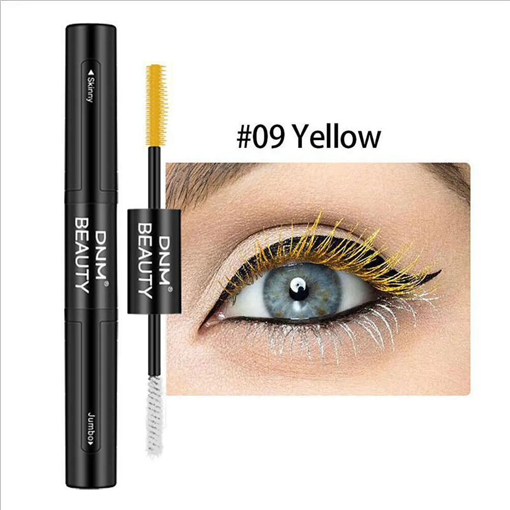 US 1-2Pcs Dual Head 4D Silk Fiber Eyelash Extension Colorful Waterproof Mascara