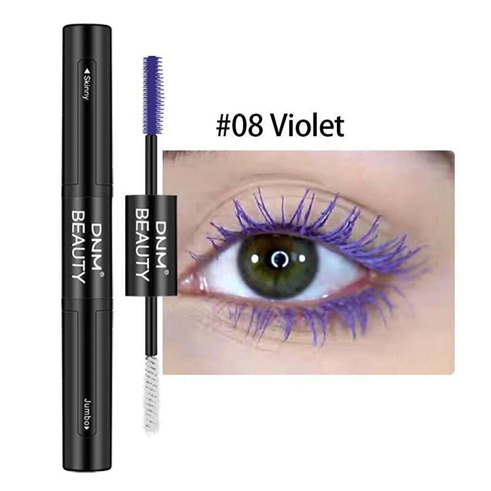 US 1-2Pcs Dual Head 4D Silk Fiber Eyelash Extension Colorful Waterproof Mascara