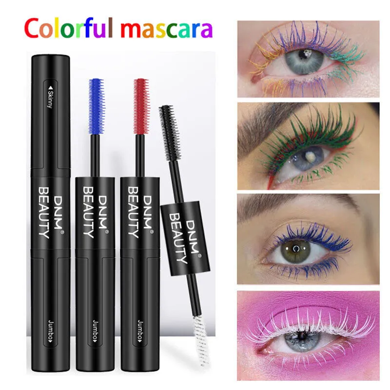 US 1-2Pcs Dual Head 4D Silk Fiber Eyelash Extension Colorful Waterproof Mascara