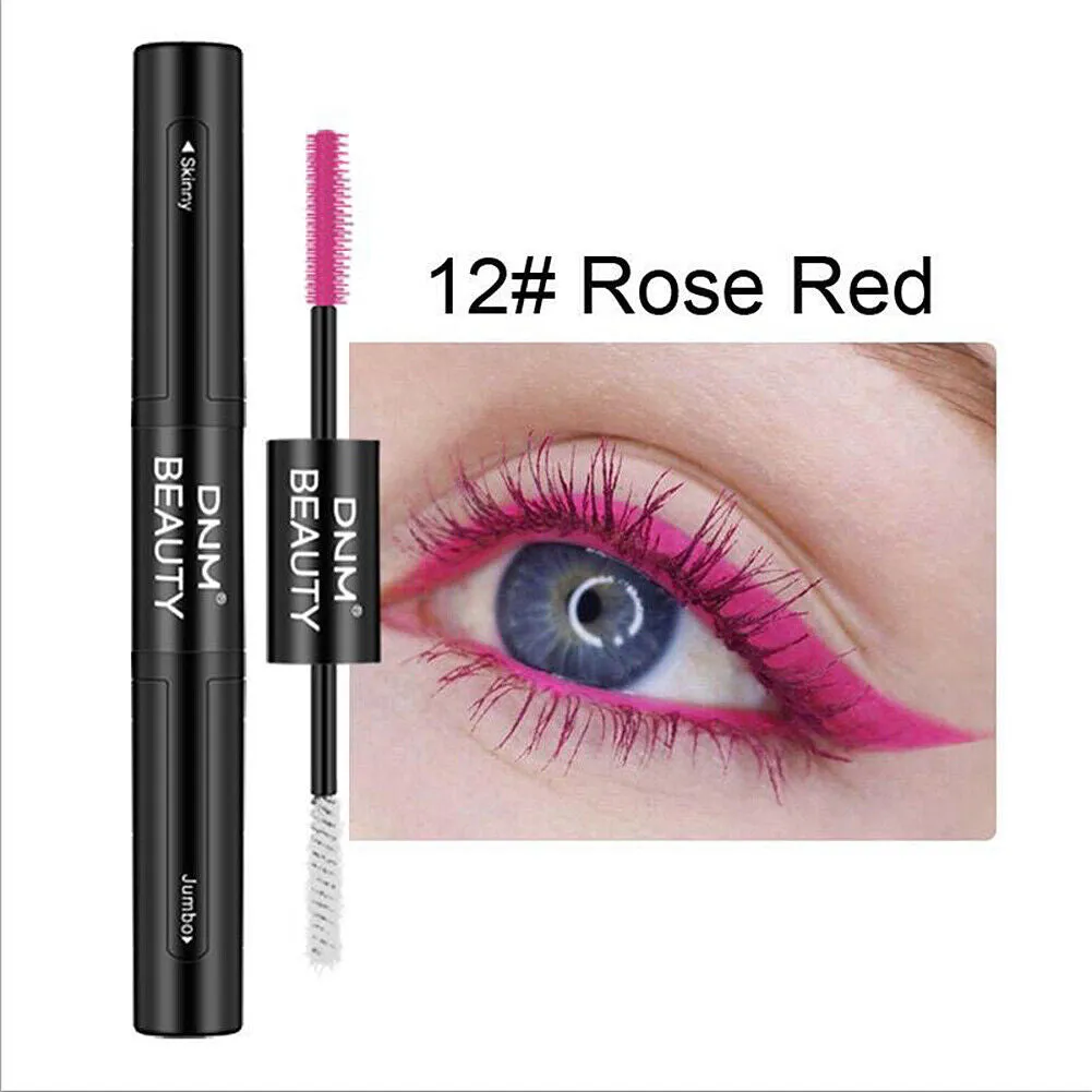 US 1-2Pcs Dual Head 4D Silk Fiber Eyelash Extension Colorful Waterproof Mascara