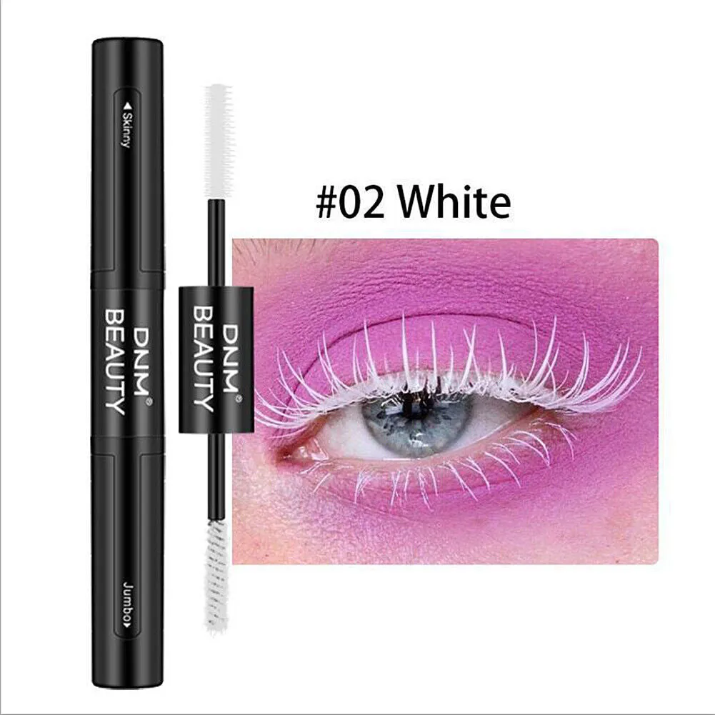 US 1-2Pcs Dual Head 4D Silk Fiber Eyelash Extension Colorful Waterproof Mascara