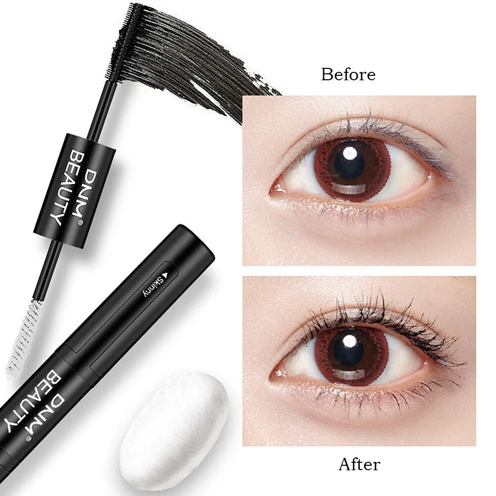 US 1-2Pcs Dual Head 4D Silk Fiber Eyelash Extension Colorful Waterproof Mascara