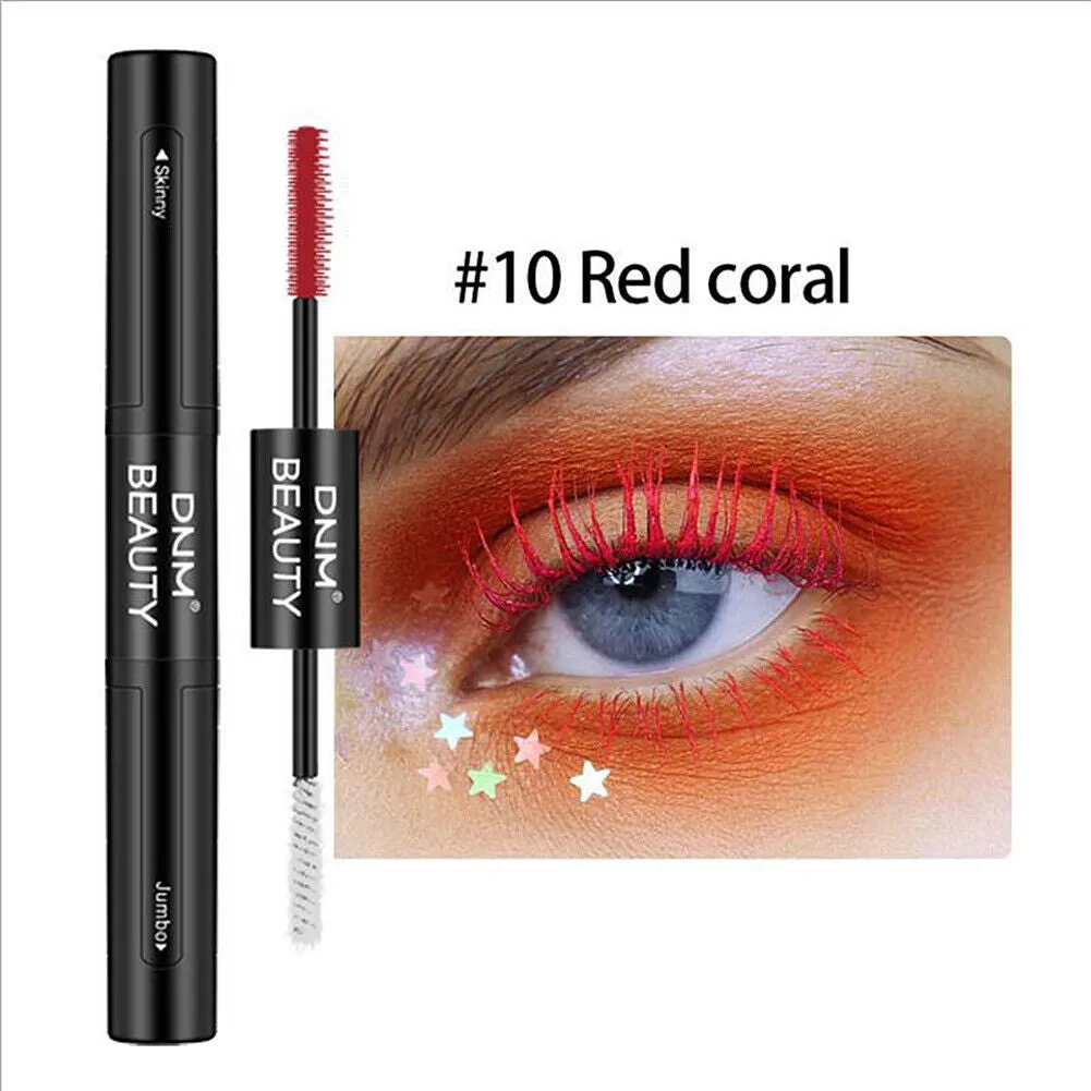 US 1-2Pcs Dual Head 4D Silk Fiber Eyelash Extension Colorful Waterproof Mascara