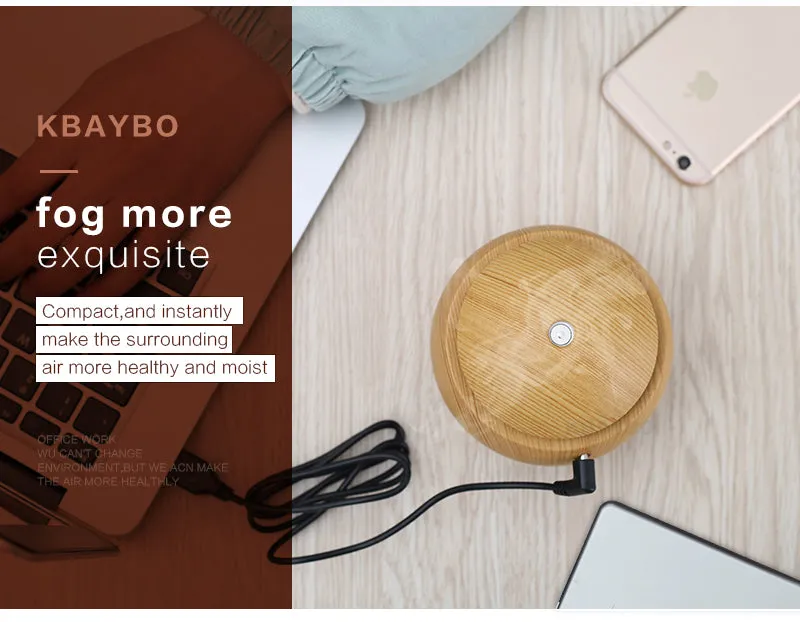 USB Humidifier & Aroma Essential Oil Diffuser & 7 LED Night light options