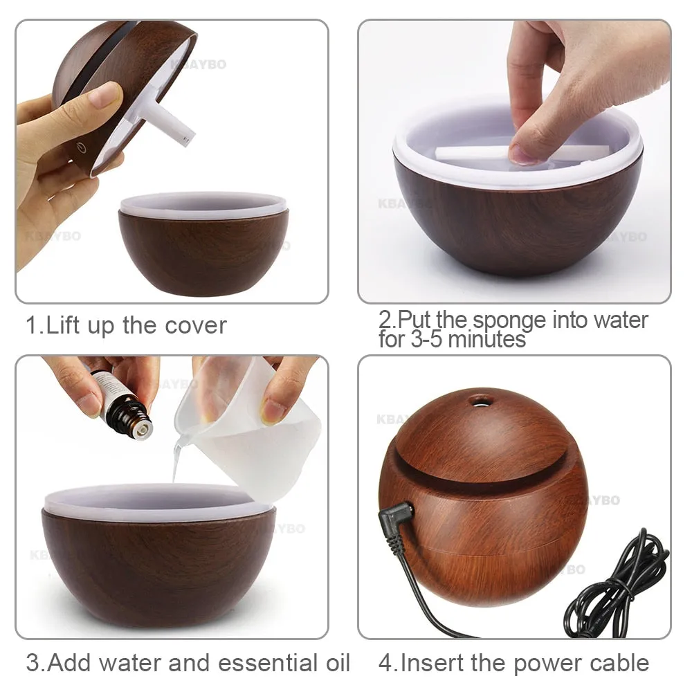 USB Humidifier & Aroma Essential Oil Diffuser & 7 LED Night light options